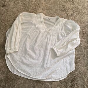 Old Navy women’s peasant blouse white size large, popover